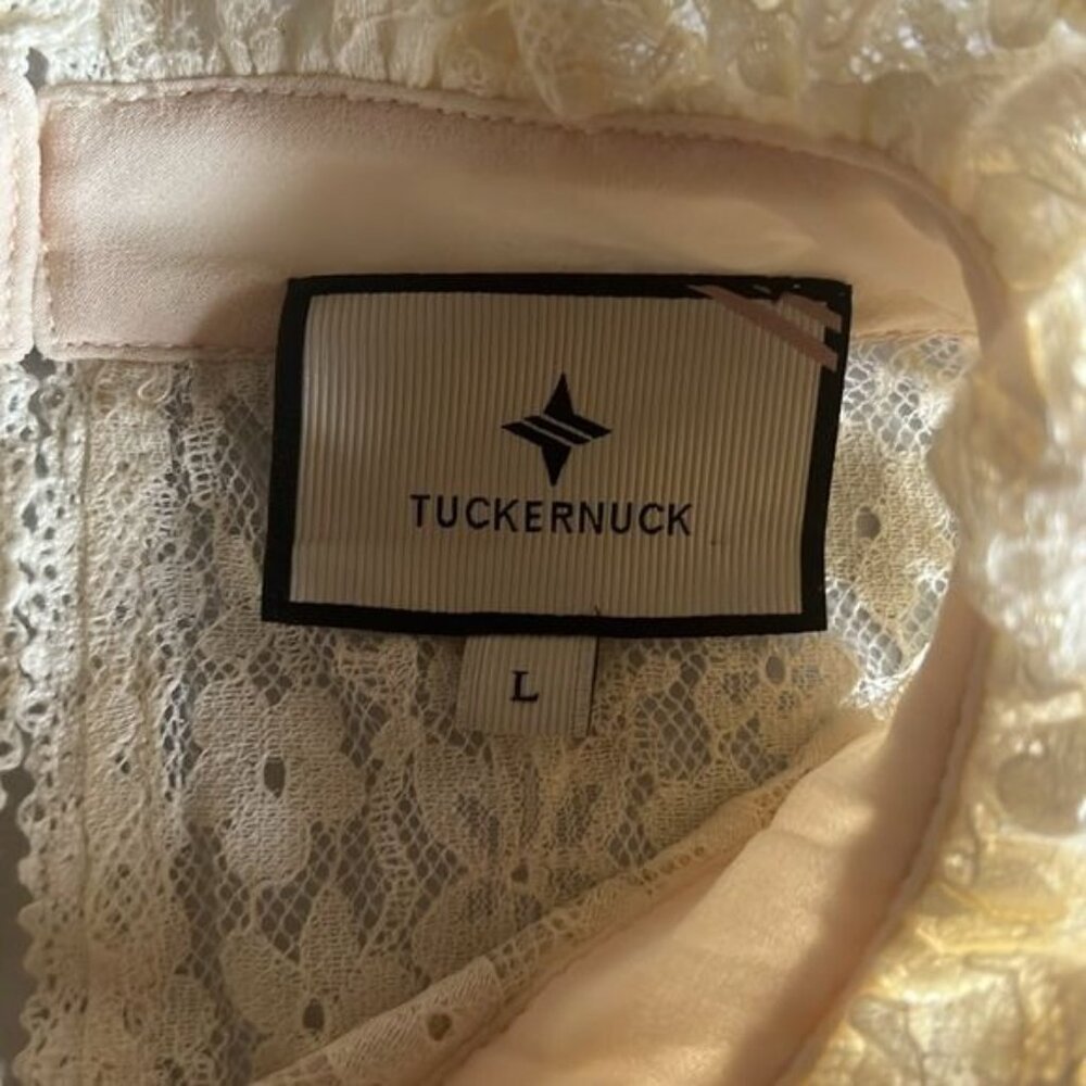 Tuckernuck Lace Blouse Floral Top Shirt Ivory Long Sleeve Large - Picture 7 of 7